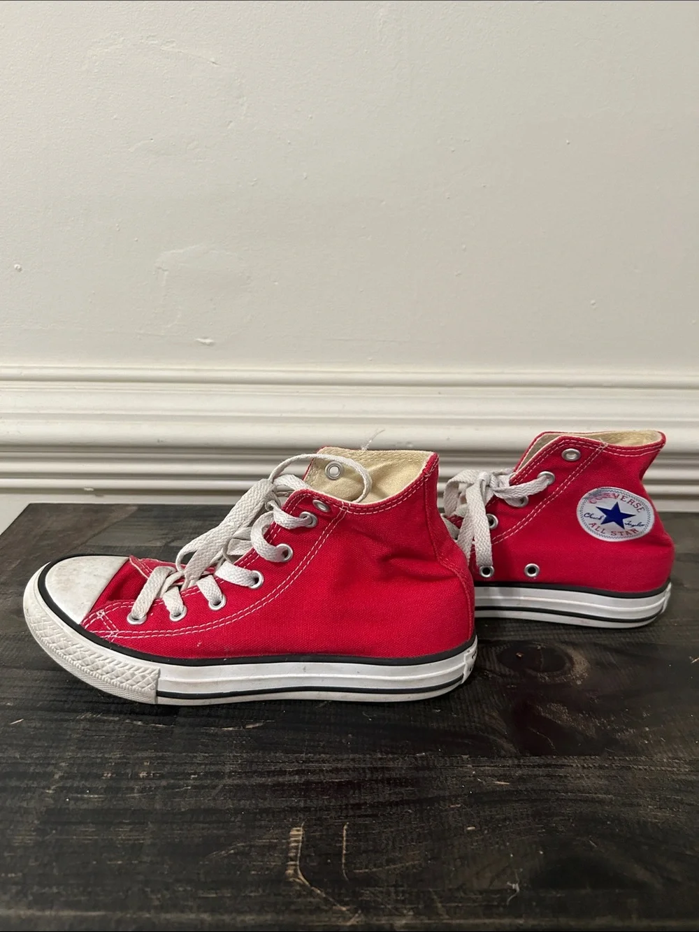 Converse Kids Red High-Top Canvas Sneakers with White Laces